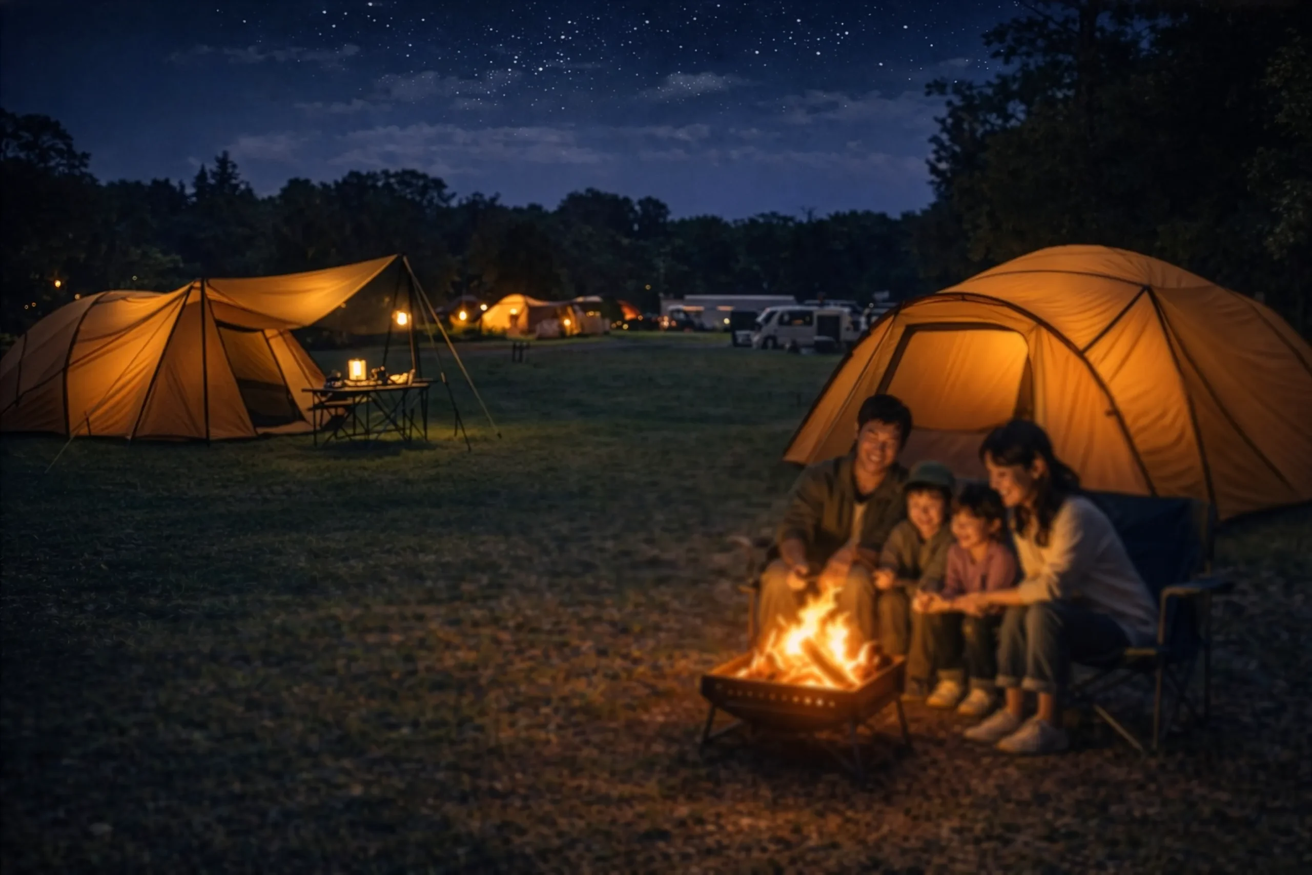夜のキャンプ場